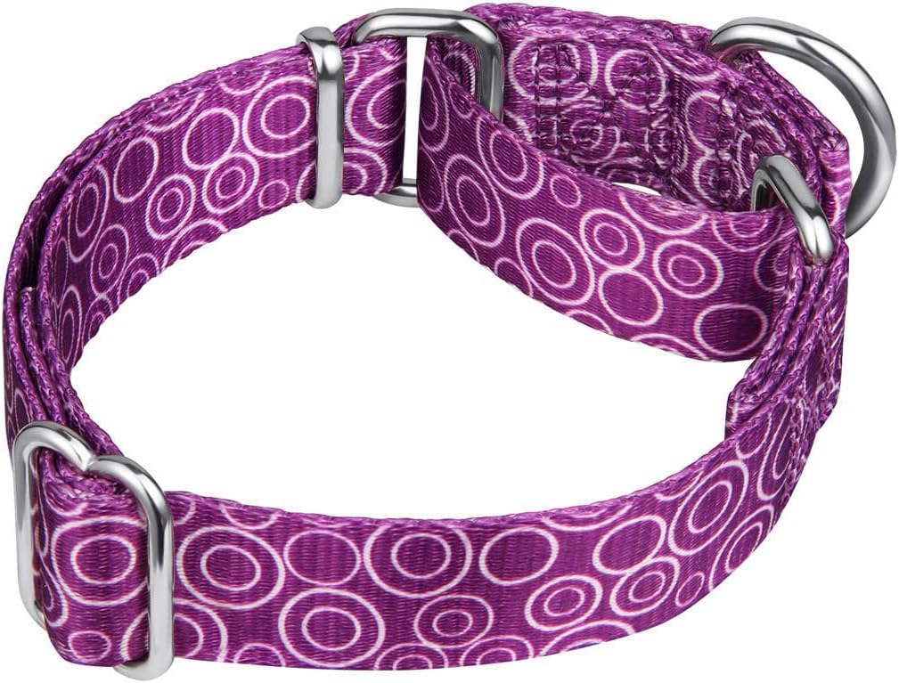 Martingale Collars for Dogs, No Pull Anti-Escape Pet Collar, Heavy Duty for Medium Dogs, Adjustable 14 Inch to 21 Inch, Light Purple - C.R.C