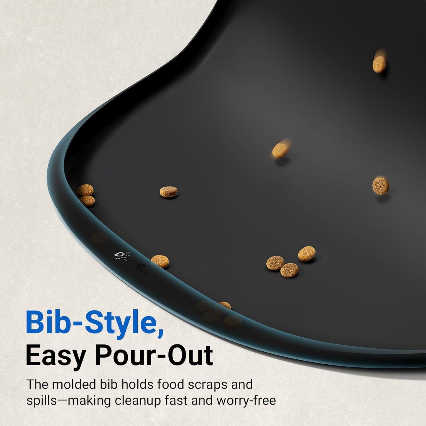 DownyPaws Dog Food Mats for Floors Waterproof, BPA Free Silicone Dog Bowl Mat, Non-Slip Pet Feeding Mat with High Raised Edge, Cat Placemat for Messy Drinkers, 24"×17", Black