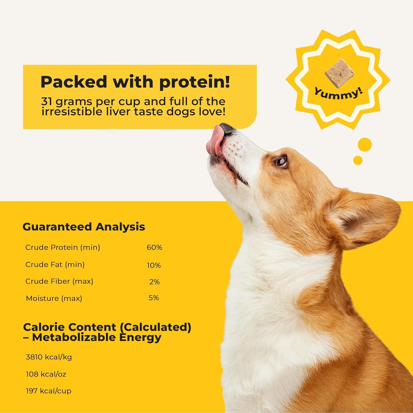 Beef Lover - Freeze Dried Beef Liver Dog Treats - Single Ingredient Human Grade Raw Beef Liver Bites for Training, Meal Topper, No Additives, High Protein, 31g Per Cup, 14oz Bag