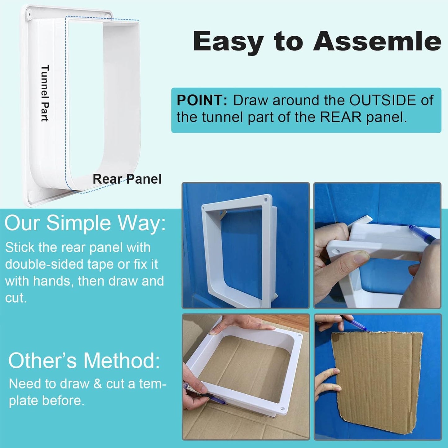 Cat Door, Safety Pet Door with 4 Way Lock, Weatherproof & Easy Installation Cat Flap Door for Interior Exterior Door, Window, Wall(Medium, 5.9in x 6.1in Flap)