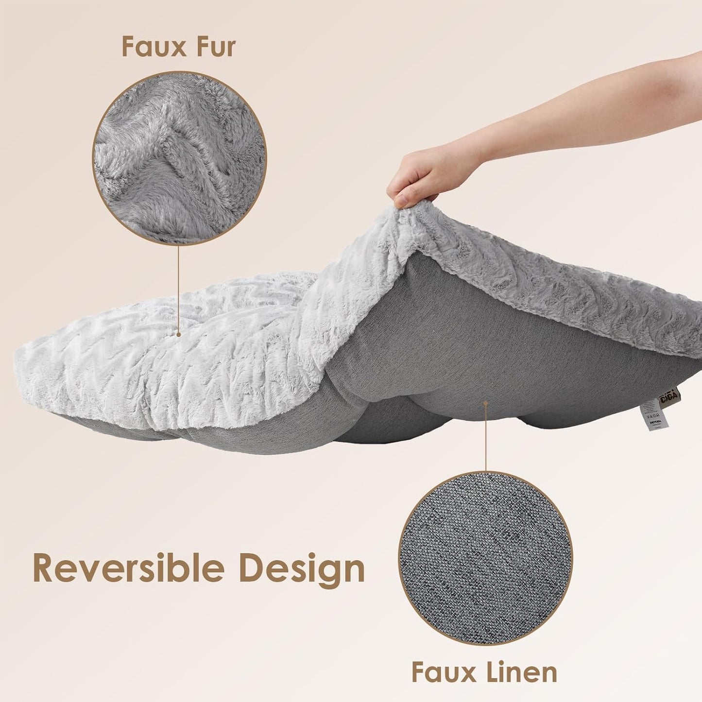 EHEYCIGA Reversible Dog Crate Bed Washable, Comfort Fluffy Plush Dog Kennel Pad Medium Size Dogs and Cats, Deluxe Machine Washable Pet Sleeping Mats, 29" x 21"x 3", Grey