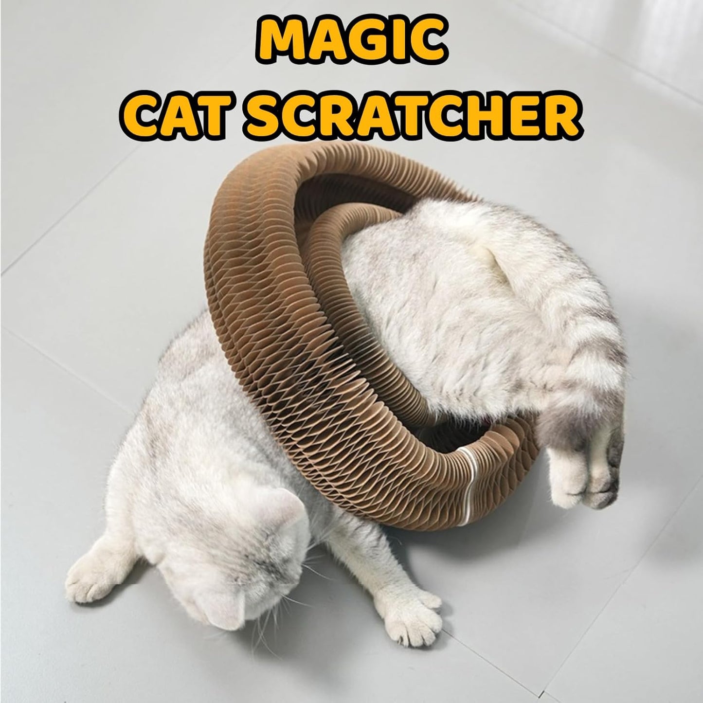 Cute Magic Organ Cat Scratcher Foldable Funny Cats Cardboard Toy Sturdy with Bell-Ball for Indoor Cats Kitty Accordion Toys for Scratching (2)