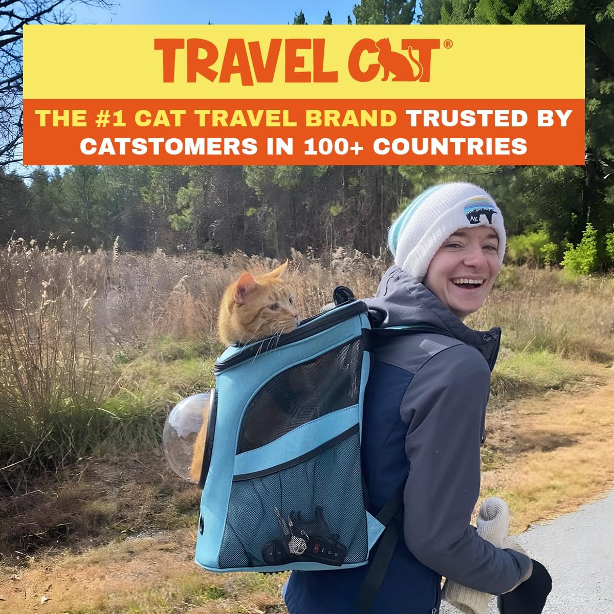 Fat Cat Backpack Carrier - Airline Approved Cat Carrier with Space Capsule Bubble for for Small Cats, Kitten - Premium Aqua Cat Carrier Backpack for Outdoor, Travel, Hiking, Pet Supplies