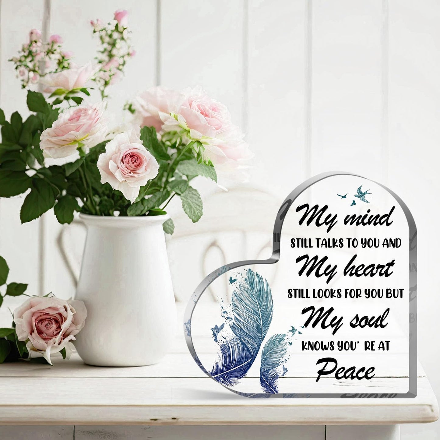 Acrylic Heart Memorial Gift, Sympathy Gifts Bereavement Gift Condolences Gift Sympathy Table Decorations Loss of Loved One of for Table Centerpieces Remembrance