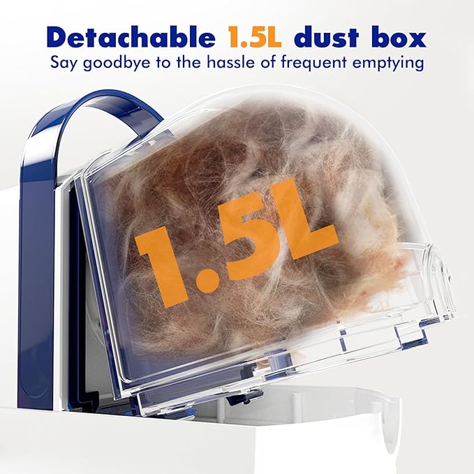 Rywell Dog Grooming Vacuum, 12000Pa Pet Grooming Kit with Clippers&Brushes for Shedding, Trimming&Vacuuming, Pet Grooming Vacuum for Dogs, Pet Grooming Kit, Low Noise, 1.5L