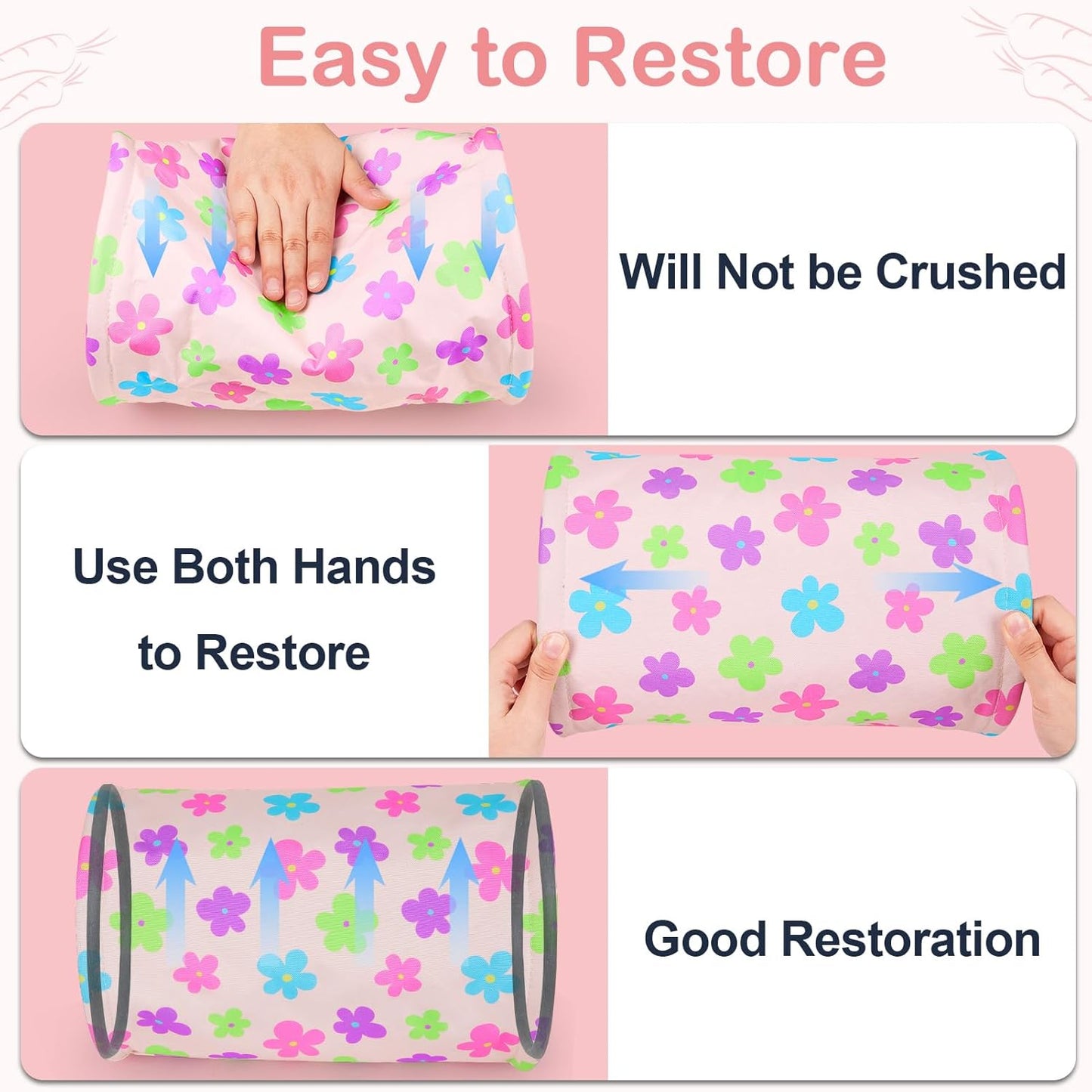 Glittme Guinea Pig Tunnel Washable Guinea Pigs Hideout Portable Rabbit Tunnels Soft Ferret Tunnel for Playing Resting Guinea Pig Accessories for Hedgehogs, Hamster, Apricot Flowers