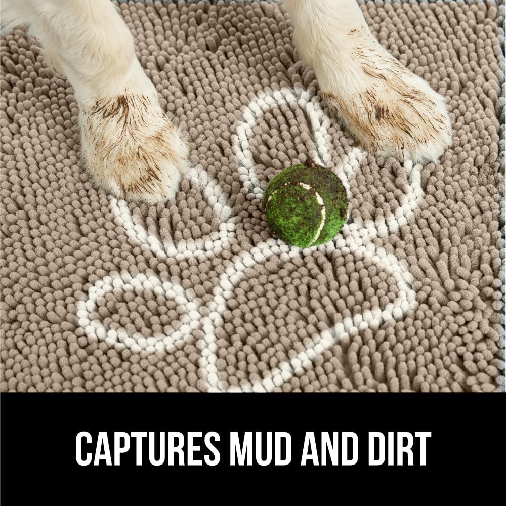 GORILLA GRIP Dog Doormat, Absorbent Doormats for Muddy Dogs Paws, 35x24 Machine Washable Soakstopper Rugs, Cleaner Floors, US Designed Pet Bed Door Mat, Indoor Entrance Pets Rug, Paw Beige Ivory