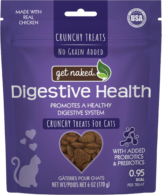 Get Naked Digestive Health Crunchy Cat Treats 6oz - Chicken Flavor, Grain-Free Cat Probiotics for Indoor Cats, Supports Healthy Digestion, Dental Health & Immunity, Made in The USA