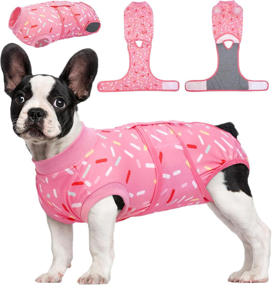 Kuoser Recovery Suit for Dogs, Dog Recovery Suit Female Doggie Onesie for Surgery, Post-Op Onesie for Female & Male Dogs, Soft Protective Wear, PinkRibbon M