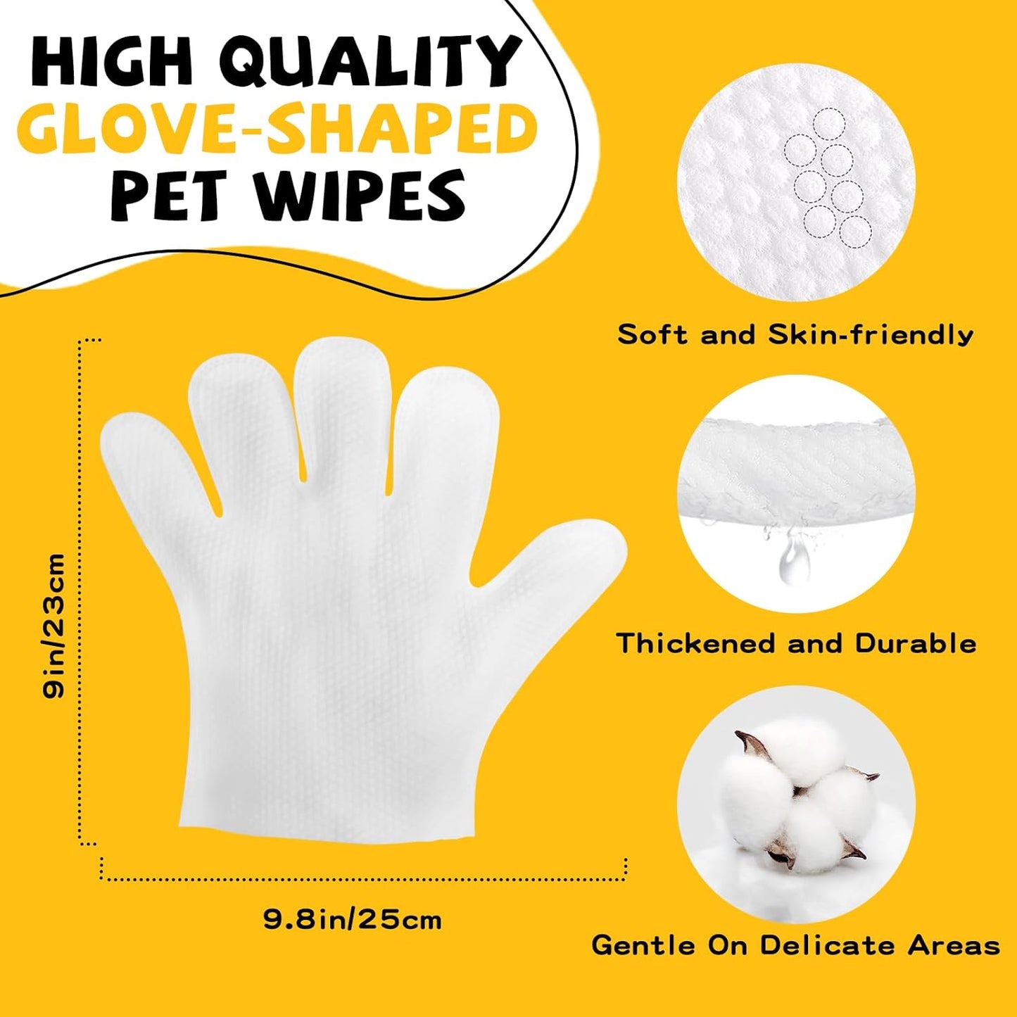 Pet Glove Wipes for Dogs Cats Disposable Dog Wipes Cleaning Deodorizing for Fur Paws and Butt Rinse Free Shampoo Mittens Cat Grooming Bath Wipes 30PCS