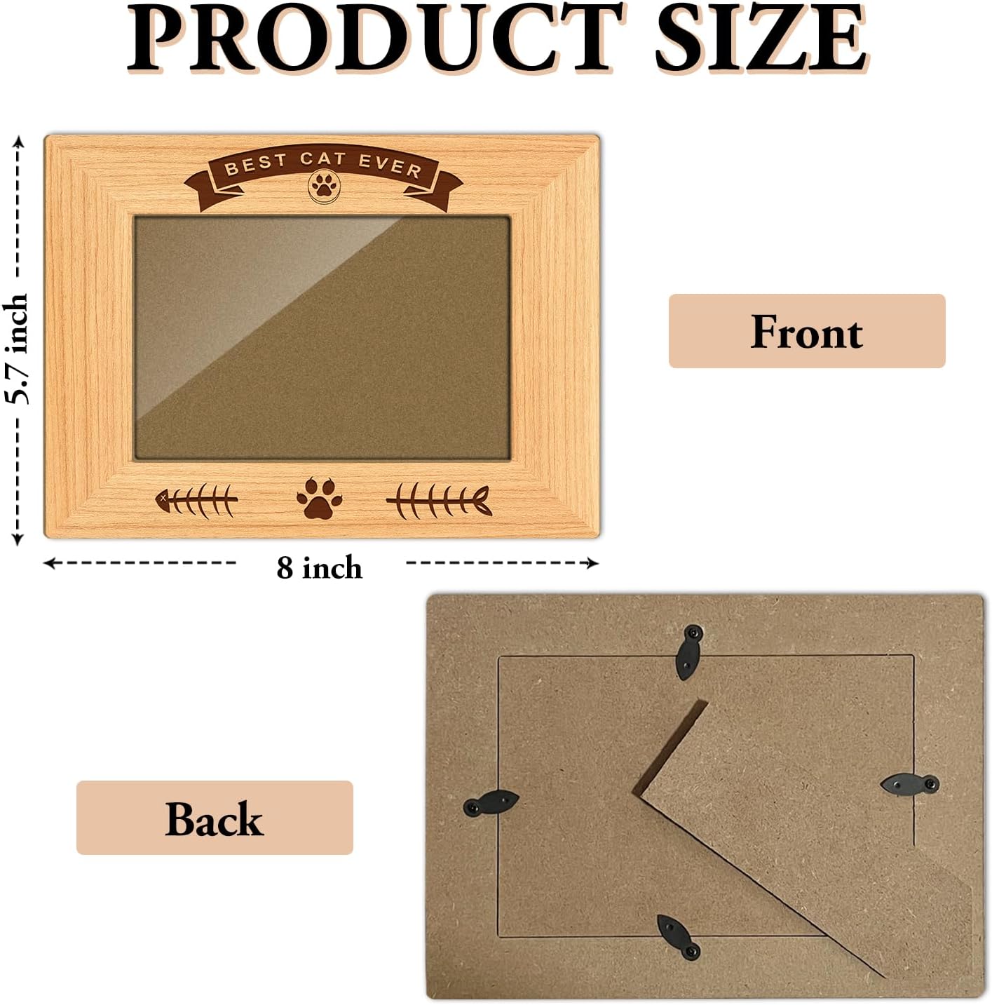 Best Cat Ever Picture Frame, 4x6 Wood Photo Frame, Gift for Pet Lover Owner, Picture Photo Frames for Desk Decor, Memorial Cat Keepsake -56