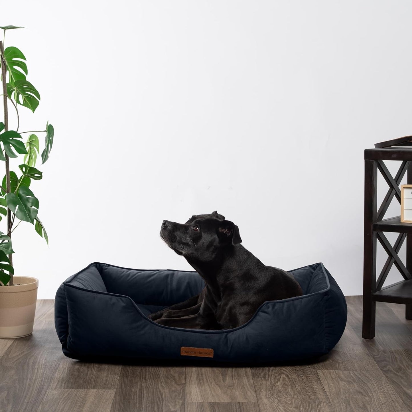 Modern Threads Luxury Dog Bed - Comfortable Tufted Velvet Cushion for Small to Large Dogs - Machine Washable - Durable & Cute Sleep Space for Pets - Pamper Your Pet with Cozy Beds - Denim