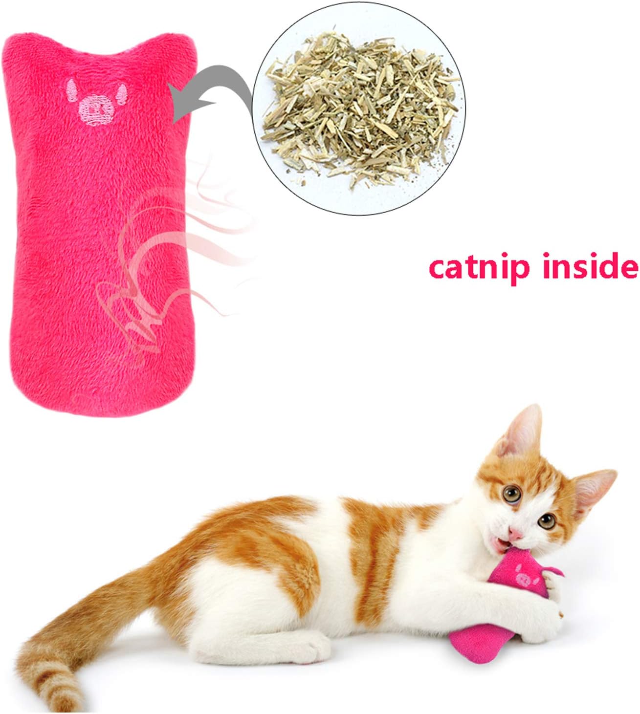 Legendog 5Pcs Bite Resistant Catnip Toys for Cats,Catnip Filled Cartoon Mice Cat Teething Chew Toy (Multicolored)