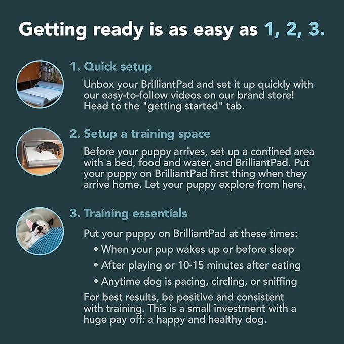 BrilliantPad Indoor Dog Potty for Small Pets, Basic | Automatic Self Cleaning with Odor Control, Puppy Training Alternative to Grass Turf, Mess Free | Includes 1 Disposable Absorbent Pee Pad Roll