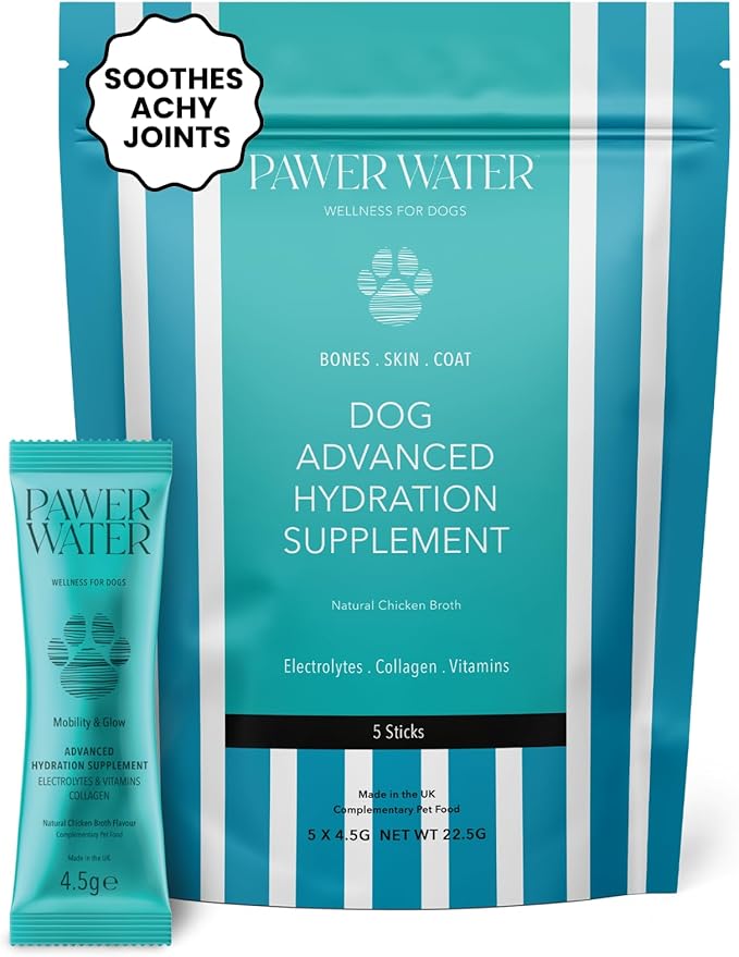 Advanced Joint & Hydration Supplement for Dogs – Vet-Approved - Soluble Powder with Collagen, Electrolytes, 7 Active Nutrients & Vitamins – Chicken Broth Flavor (Up to 4 Weeks Supply)