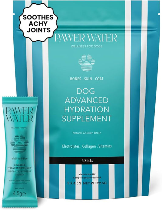 Advanced Joint & Hydration Supplement for Dogs – Vet-Approved - Soluble Powder with Collagen, Electrolytes, 7 Active Nutrients & Vitamins – Chicken Broth Flavor (Up to 4 Weeks Supply)