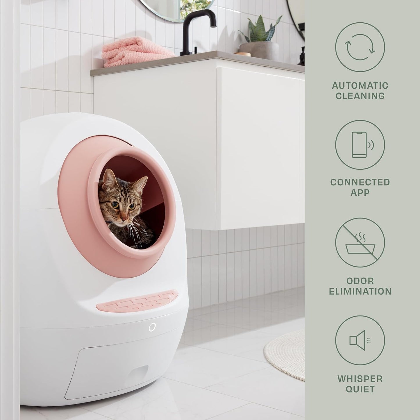 Casa Leo Leo’s Loo Too Self-Cleaning Cat Litter Box, Wi-Fi App Control, <30 dB Whisper-Soft, Anti-Pinch Sensors, UV Odor Defense, Health Monitoring, Large 24 × 22 × 27.6 in