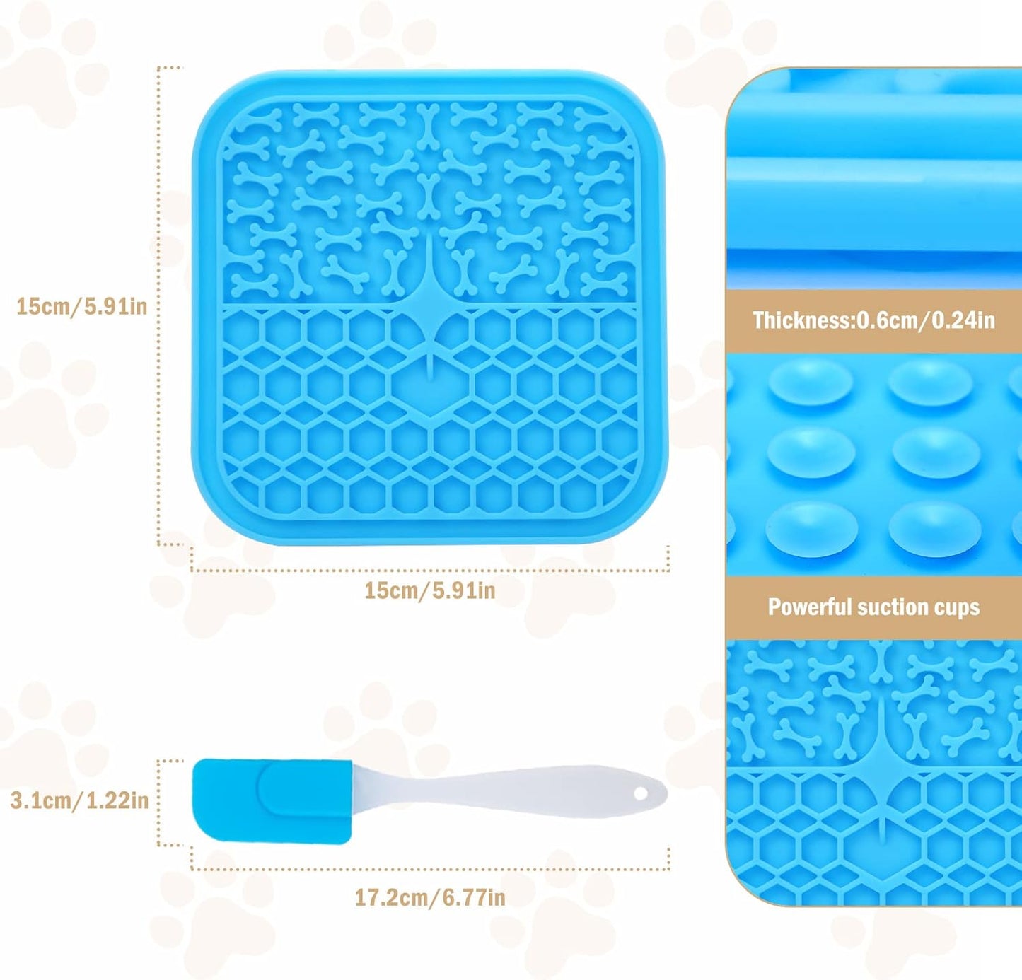 Lick Mat for Dogs - Slow Feeder Licking Mat with Suction Cups for Peanut Butter, Food Treats & Yogurt - 2 Pack