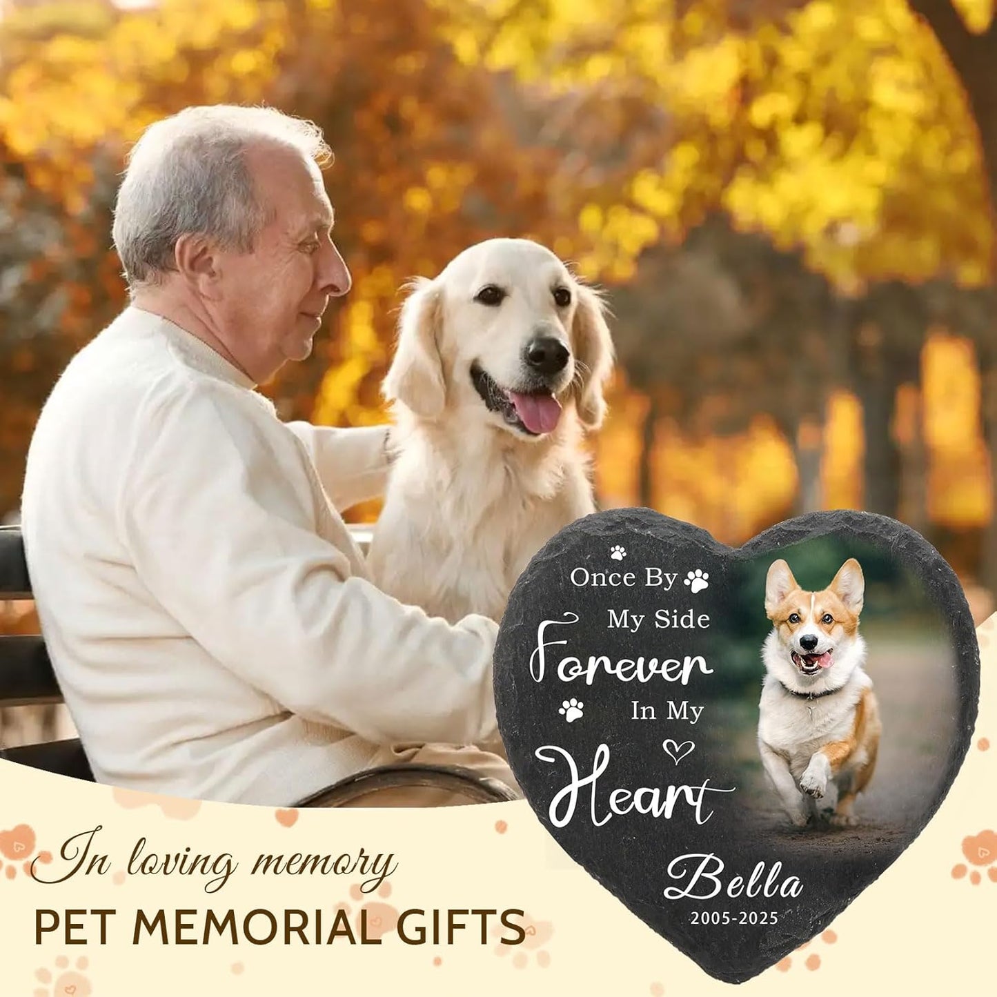 Dog Memorial Gifts for Loss of Dog Cat,Personalized Pet Memorial Stone with Photo Name,Custom Pet Remembrance Gifts,Cat Memorial Sympathy Gift,Dog Passing Away Gifts,Memorial Plaques for Dogs