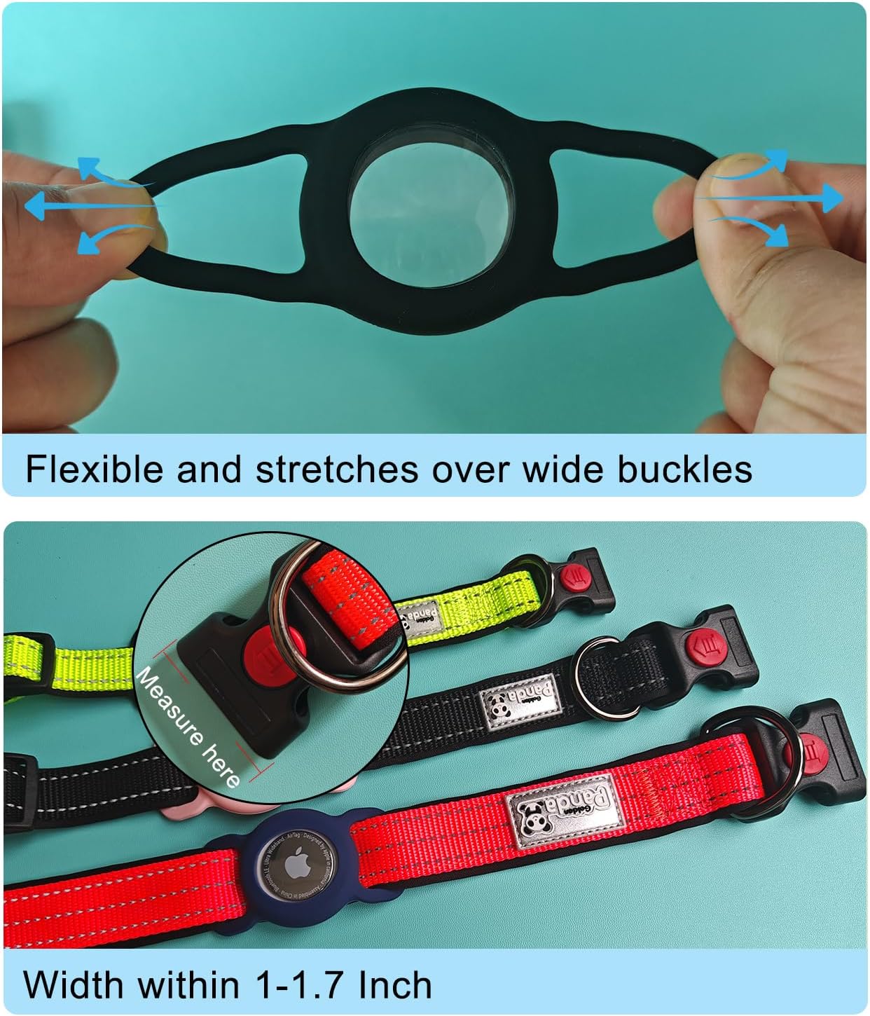 Dog Collar AirTag Holder Waterproof, 2 Pack Apple AirTag Case for Dogs, Dog Air Tag. Holder Collar for Pet Collar, Silicone Anti-Lost Airtag Full Body Protective Cover for Cat Collars-Black