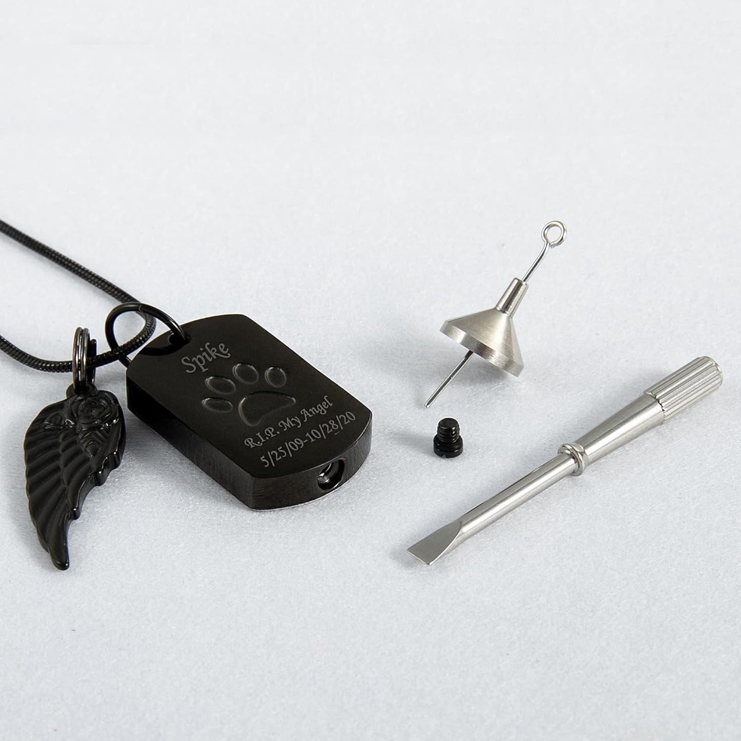 Farfume Personalized Pet Urn Necklace for Dog Cat Ashes Cremation Pet Memorial Customized Photo Text Engraving Pendant Keepsake Funeral Jewelry