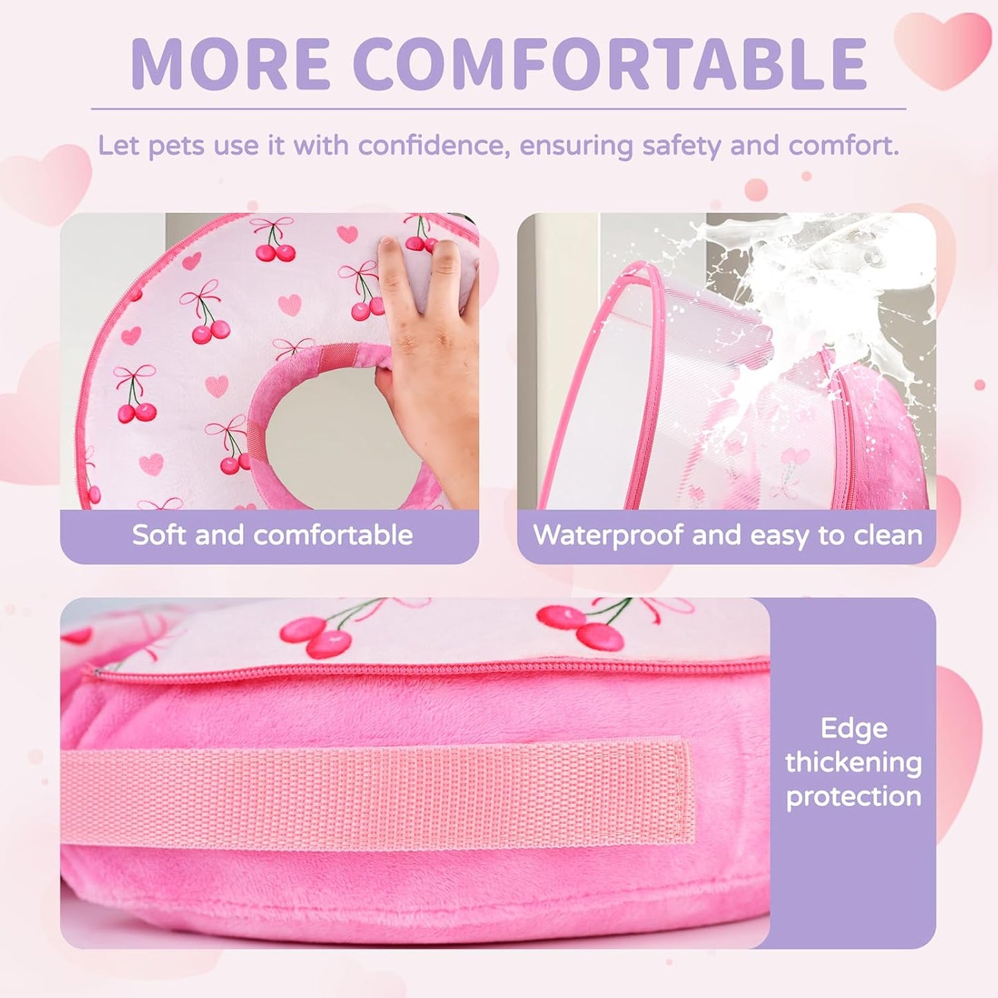 Inflatable Recovery Dog Cone Collar for Large Medium Dogs After Surgery, Soft Dog Donut Collar Adjustable Recovery Bone for Pets, Prevent from Biting & Scratching (Pink, M+)