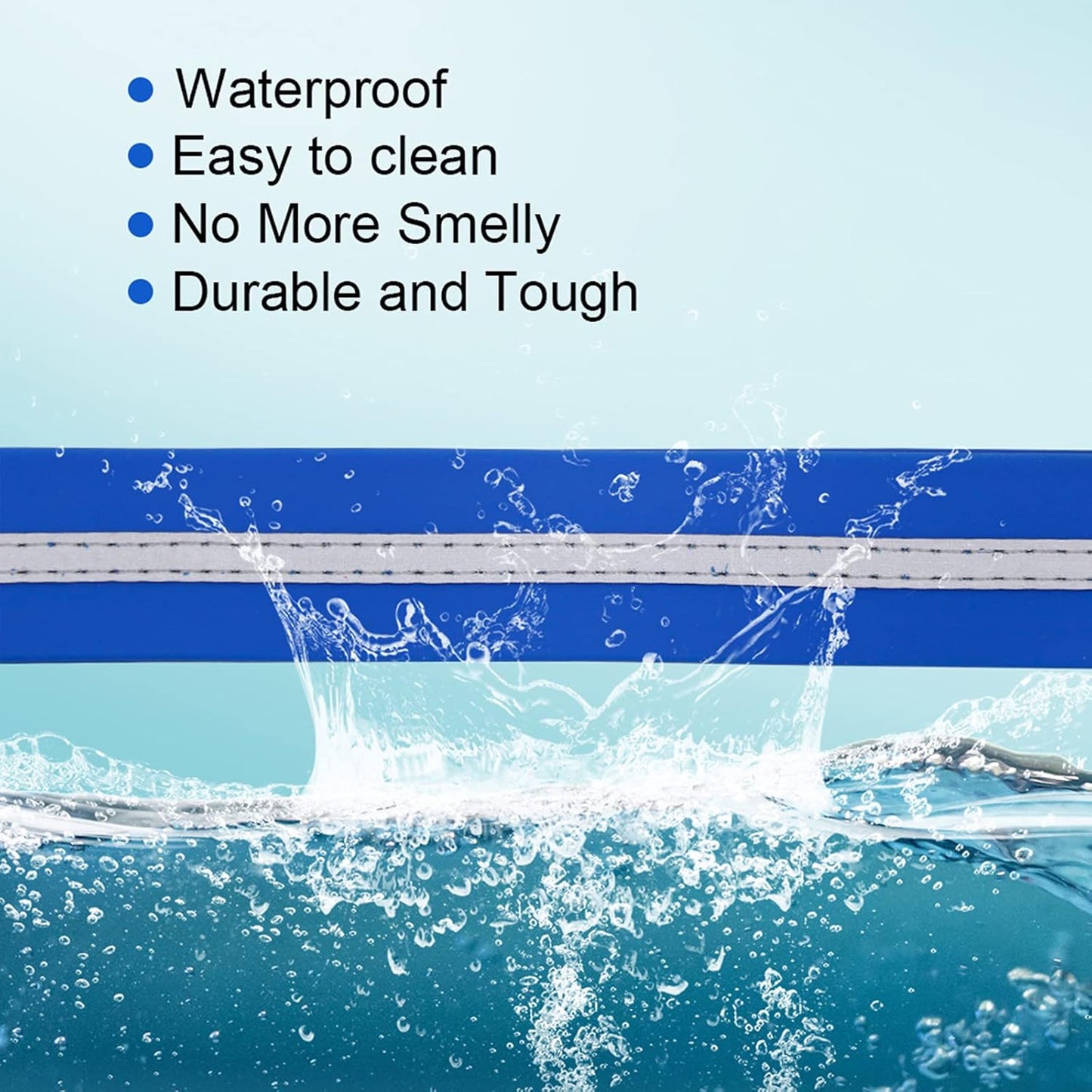 NIMBLE Dog Collar Waterproof Pet Collars Anti-Odor Durable Adjustable PVC & Polyester Soft with Reflective Cloth Stripe Basic Dog Collars S/M/L Sizes (Small (9.45”-14.17”inches), Blue)