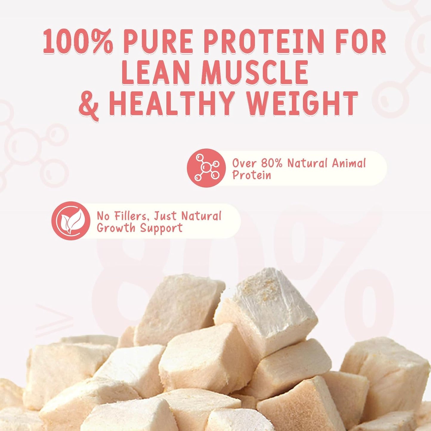 Freeze Dried Chicken Cats & Dogs Treats, Single Ingredient, Premium Quality High Protein Training Treats, Low Fat for Weight Management, Grain Free, Gluten Free, Filler Free