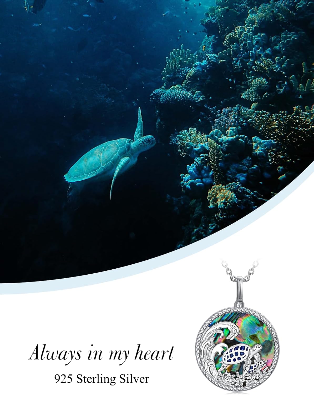 WINNICACA Urn Necklace for Ashes Sterling Silver Abalone Shell Cremation Jewelry for Ashes Jewelry Gifts for Nature Lovers Keepsake Memorial Jewelry for Women