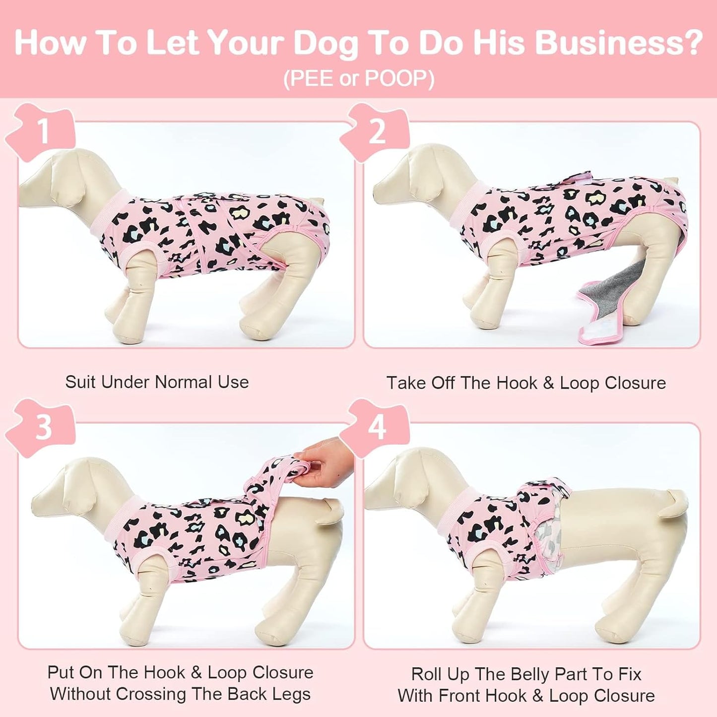 Kuoser Dog Recovery Suit for Dogs After Surgery,Professional Surgical Onesie for Female Male Dogs Spay Neuter,Soft Dog Surgery Suit Bodysuit for Abdominal Wounds Skin Disease,Pink Leopard S