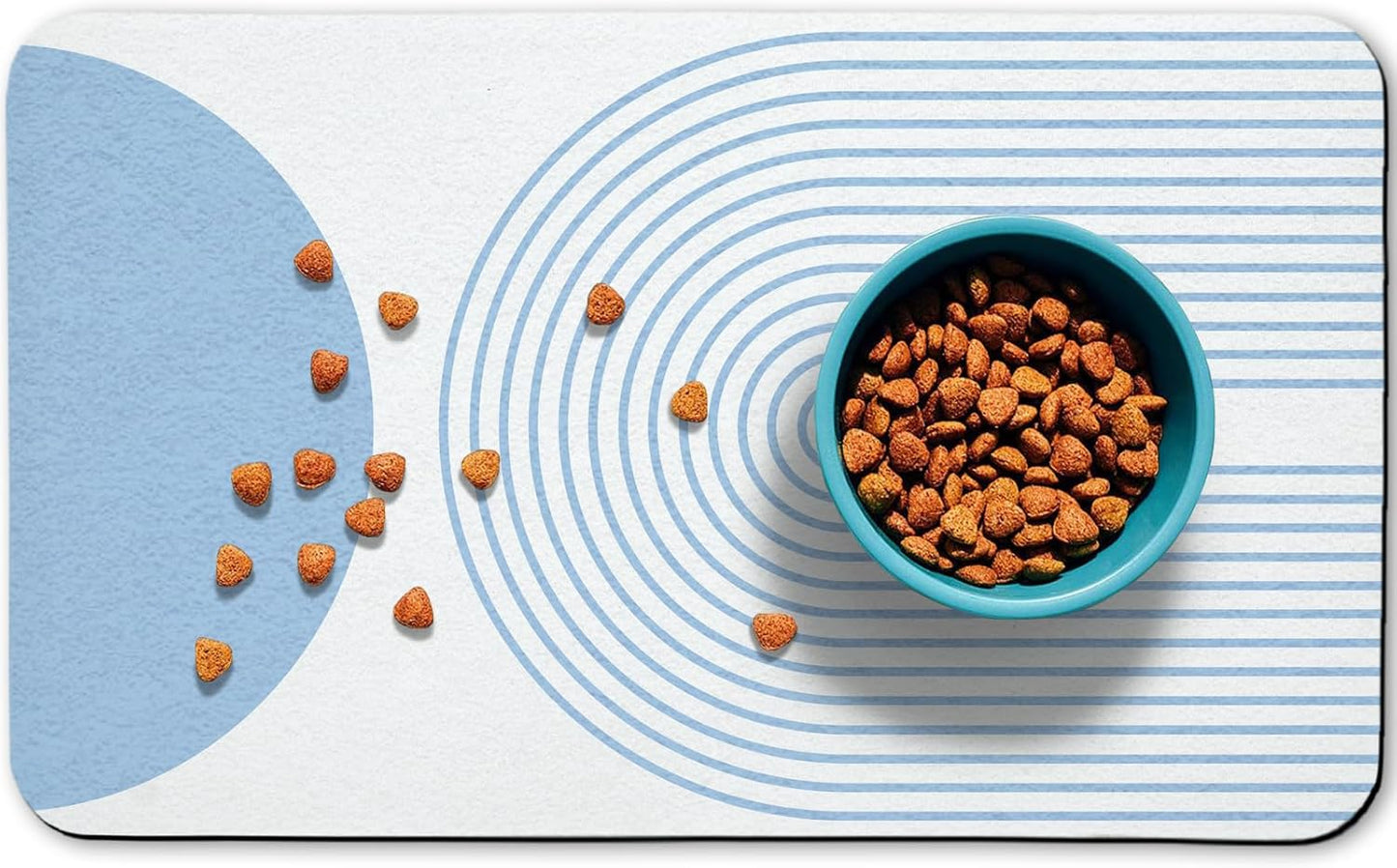 Dog Food Mats for Floors Waterproof, Cat Water Bowl Mats Pet Feeding Absorbent Mat Placemats for Food and Water Blue Bohemia 24 * 32 inch