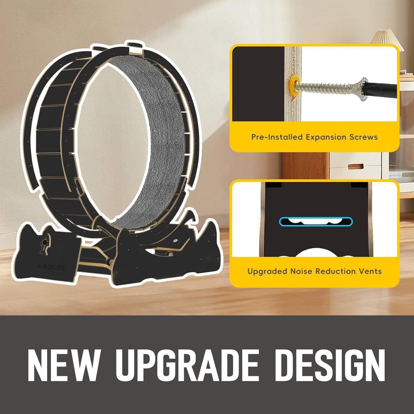 Cat Exercise Wheel 45 Inch Cat Treadmill for Indoor Cats, Running Wheel with Detachable Carpeted Runway, Cats Running Wheel Carpet Suitable for Most Pets Weight Loss and Health (Black, L)