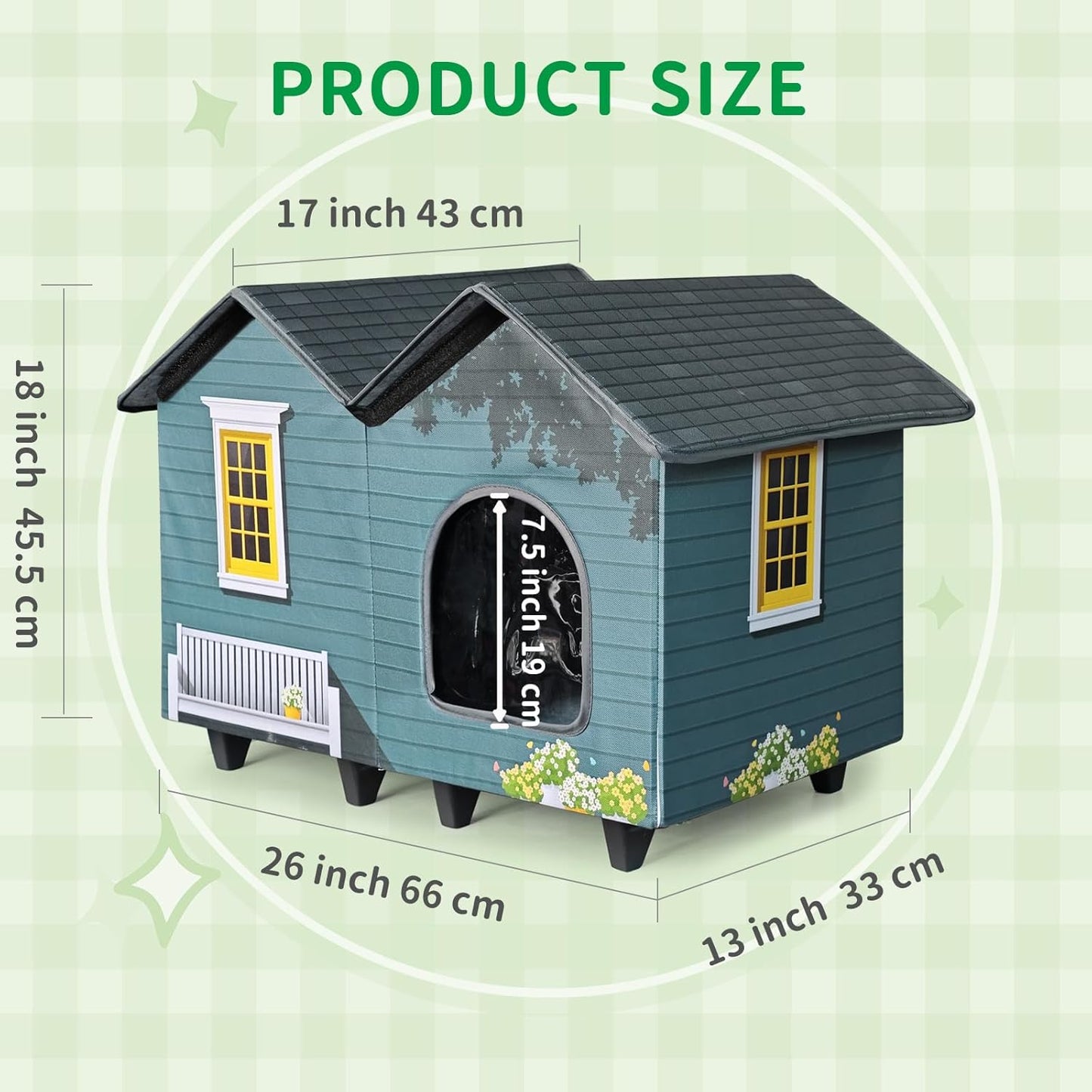 Heated Cat Houses for Indoor/Outdoor Cats with Elevated Heated Cat Bed Providing Safe Feral Cats, Easy to Assemble