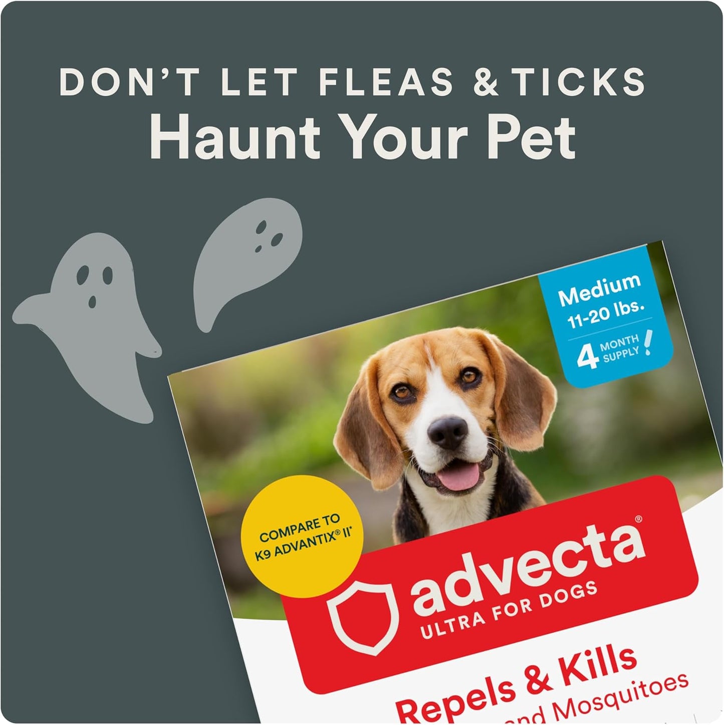 Advecta Ultra Flea And Tick Prevention For Dogs - Dog and Puppy Treatment and Control - Mosquito Repellent - Medium, Fast Acting Waterproof Topical Drops, 4 Month Supply