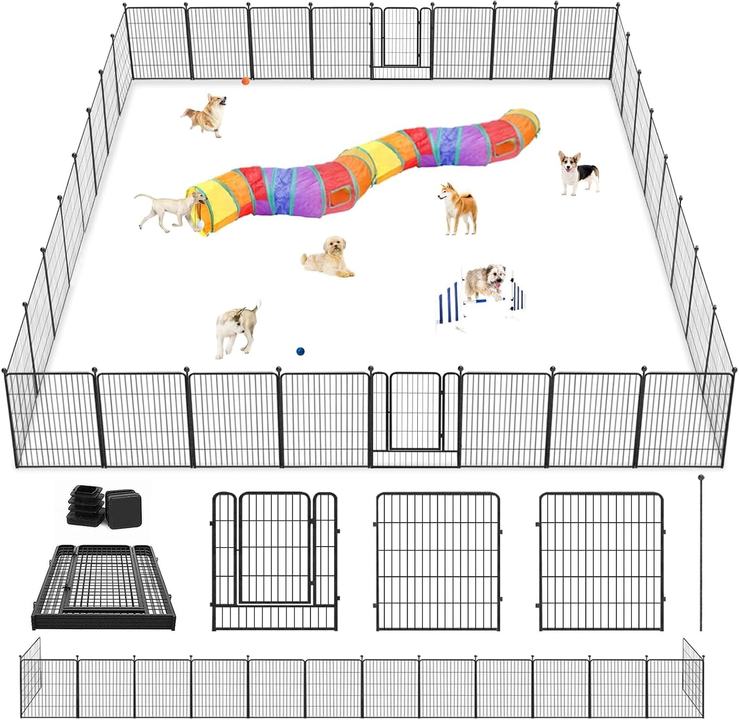 Dog Playpen 32" Height 32 Panels Portable Pet Fence Outdoor for Yard Indoor Dog Pen Outdoor for Medium/Small Animals, Large Pet Puppy Playpen Heavy Duty Pet Fence for RV Camping, Yard