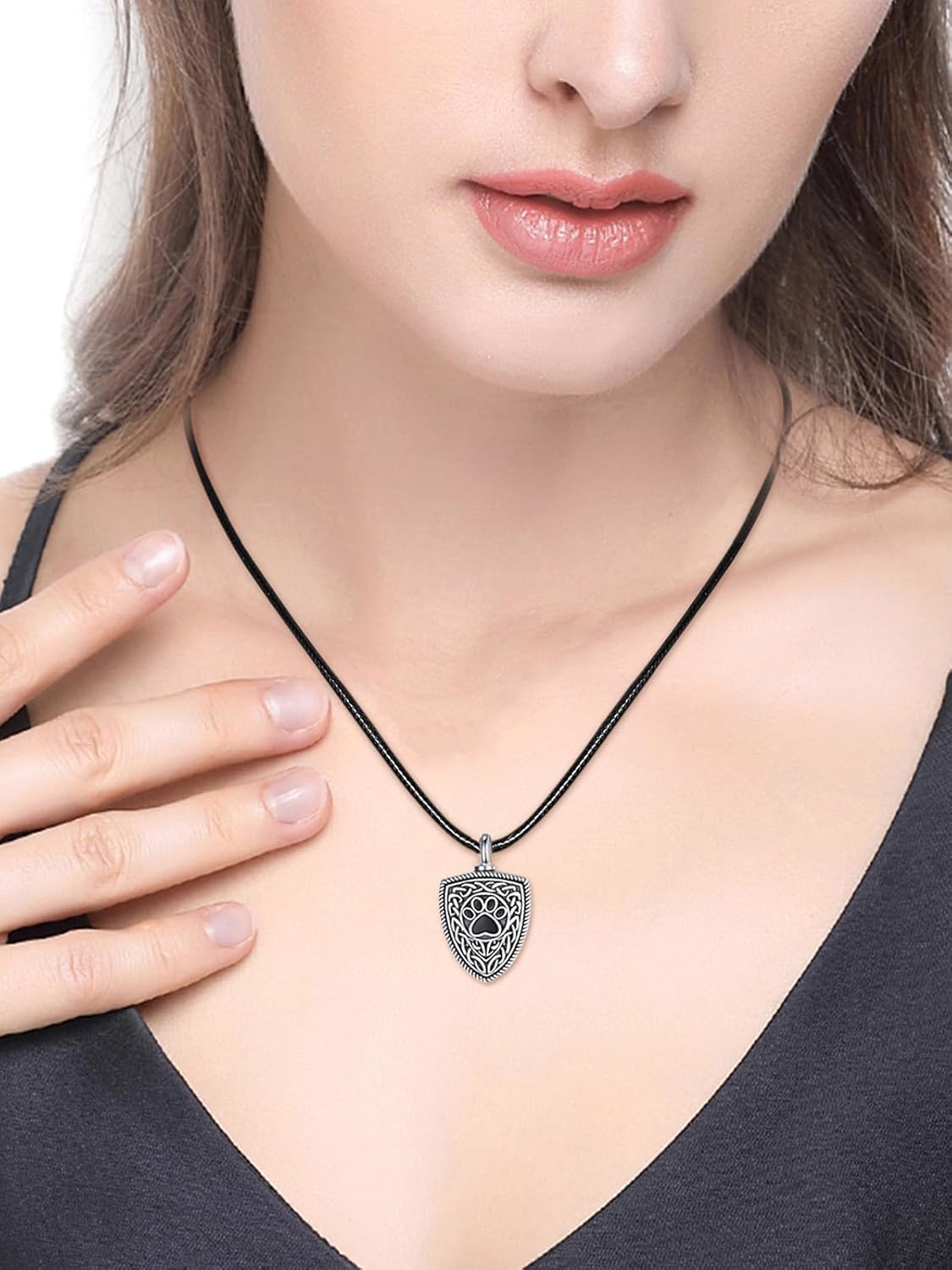 Dreamboat Pet Urn Necklace for Dog Cat Ashes 925 Sterling Silver Paw Print Cremation Keepsake Pendant Celtic Knot Memorial Jewelry Gifts for Women Men