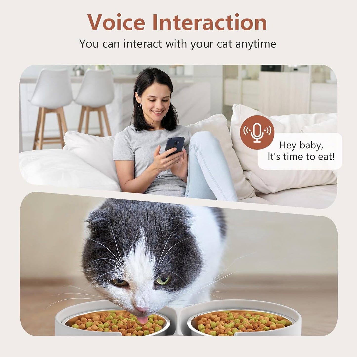 Cat Feeder with Camera, 5L Auto Dog Feeder with Dual Power Supply Pet Feeder for Easy Clean, Cat Food Dispenser for Multiple Pet Detachable (Camera)