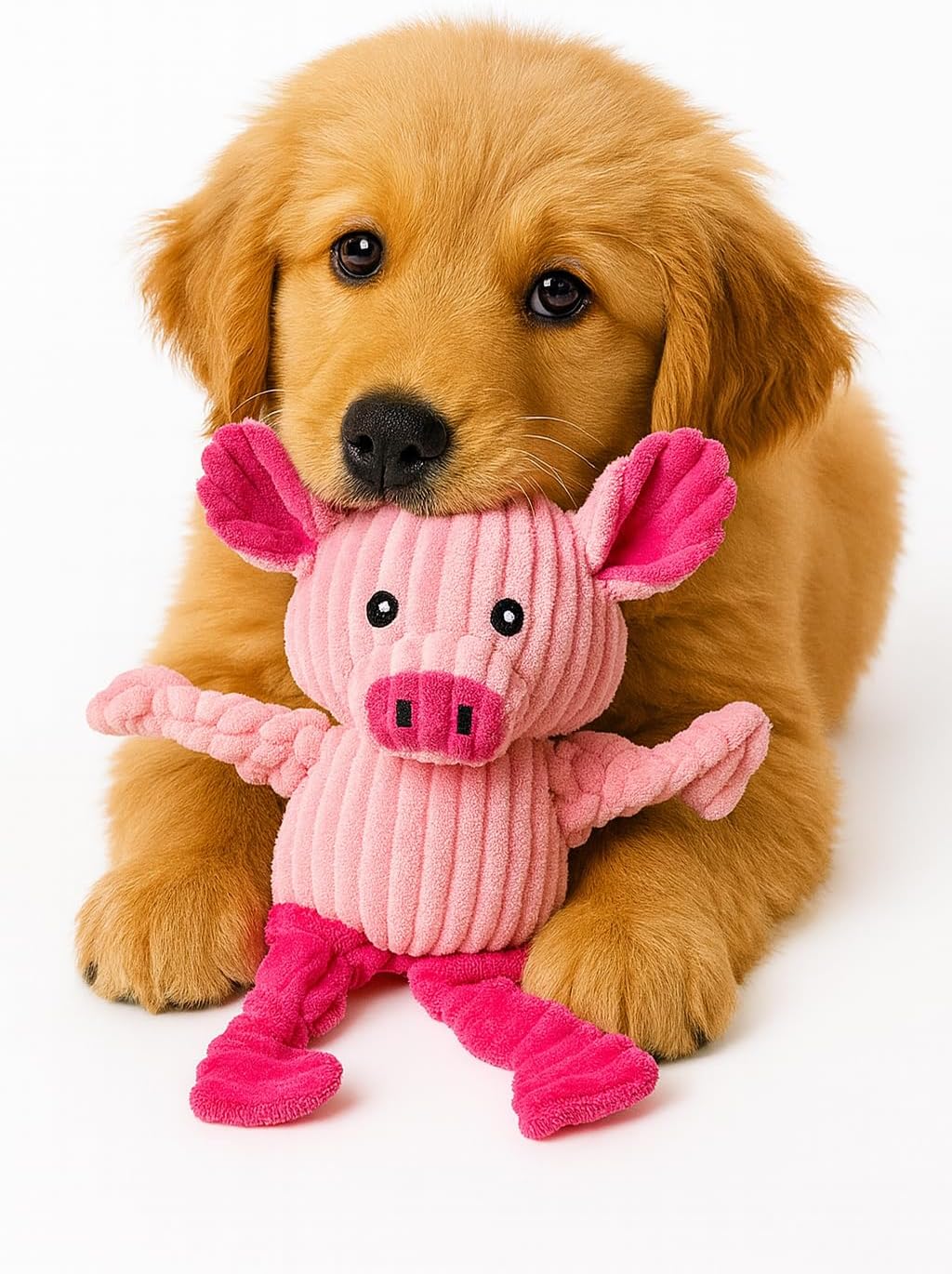 Jalousie Plush Toys Assortment Value Bundle Puppy Pet Mutt Squeak Toy for Medium Large Dogs (5 Pack Knotted)