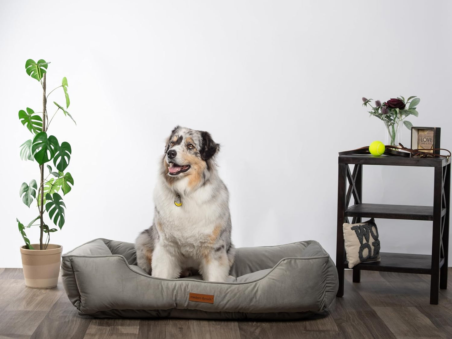 Modern Threads Luxury Dog Bed - Comfortable Tufted Velvet Cushion for Small to Large Dogs - Machine Washable - Durable & Cute Sleep Space for Pets - Pamper Your Pet with Cozy Beds - Light Grey