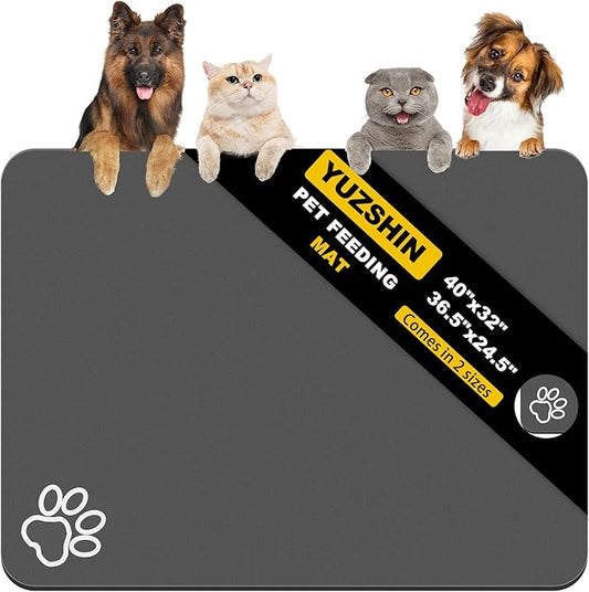 Dog Food Mat, Largest Absorbent Dog Mat for Food and Water, Non Skid Cat Bowl Mat, No Stains Quick Dry Pet Water Dispenser for Messy Drinkers (36.5"x24.5")