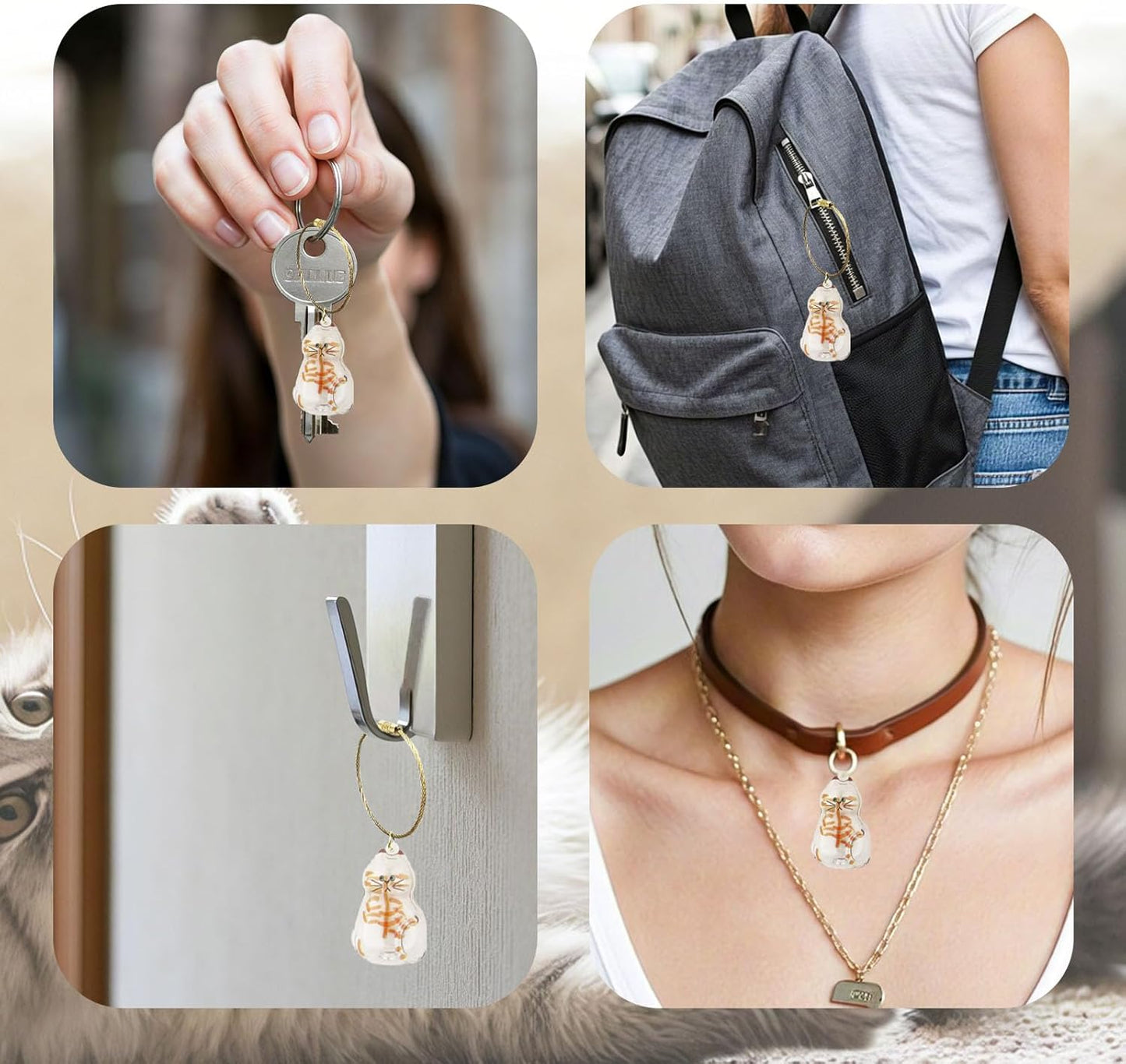 Cat Hair Keychain, 2Pcs Cat Hair Storage Bottle，Pet Fur Keepsake,Pet Hair Storage/Memorial Keychain,Cute Pet Memorial Gifts,[F Model]