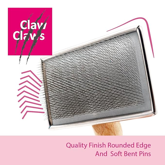 Pet Slicker Brush for Large Dogs, Wooden Handle with Stainless Steel Soft Pins, Gently Remove Tangled, Loose Undercoat and Mats Hair, Pet Grooming Brush Tool (8"), Wool Needle Felting Brush