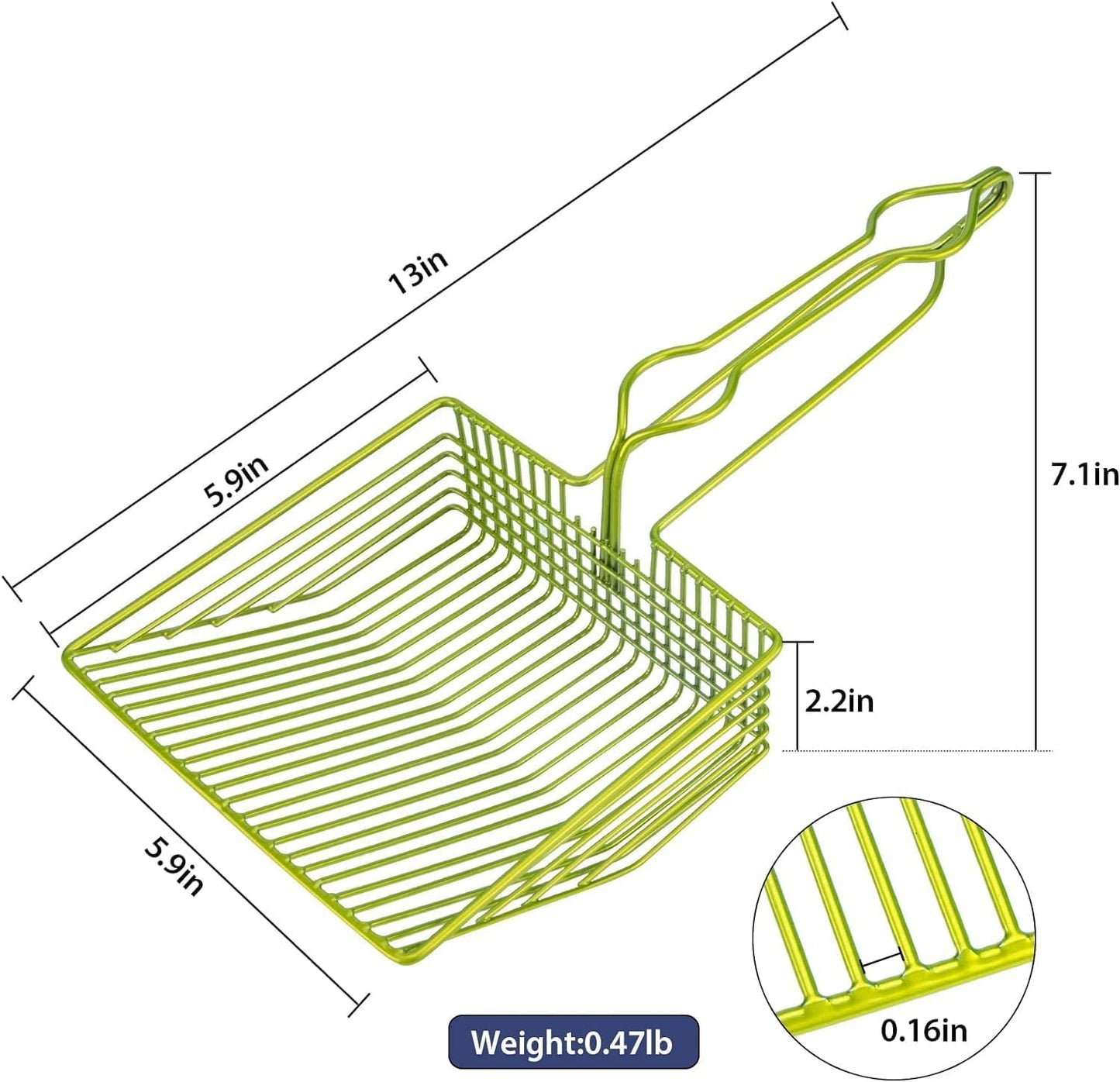 DHXYZZB Cat Litter Scoop with Holder, Metal Cat Litter Scoop Deep Shovel Kitty Poop Scooper Stand for Litter Box, Fast Sifting Non-Stick Cat Poop Sifting with Container to Store cat Scooper