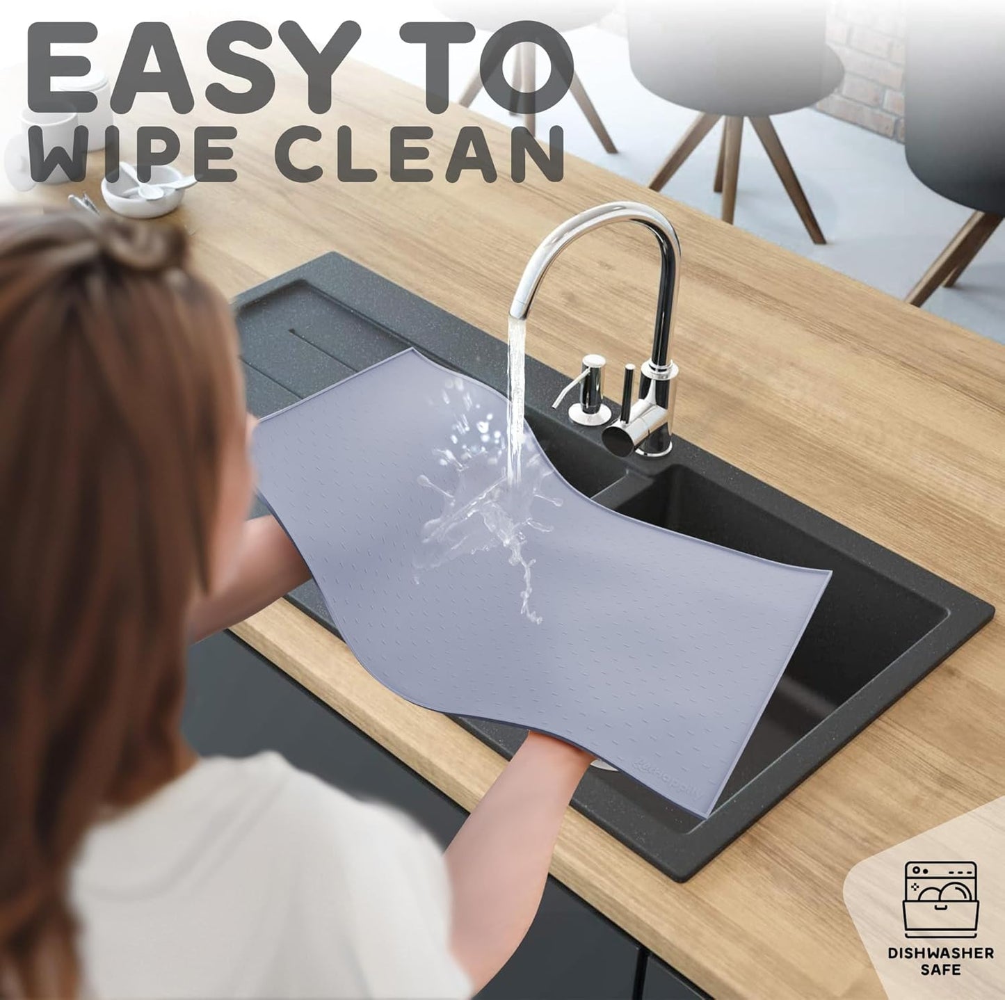 Dog Food Mat - 24x15 Raised Edges Dogs Mat for Food and Water Prevent Spill, Waterproof Cat Food Mats Protect Floors, Easy Clean Dog Bowl Mats for Food and Water, Silicone Pet Feeding Placemats