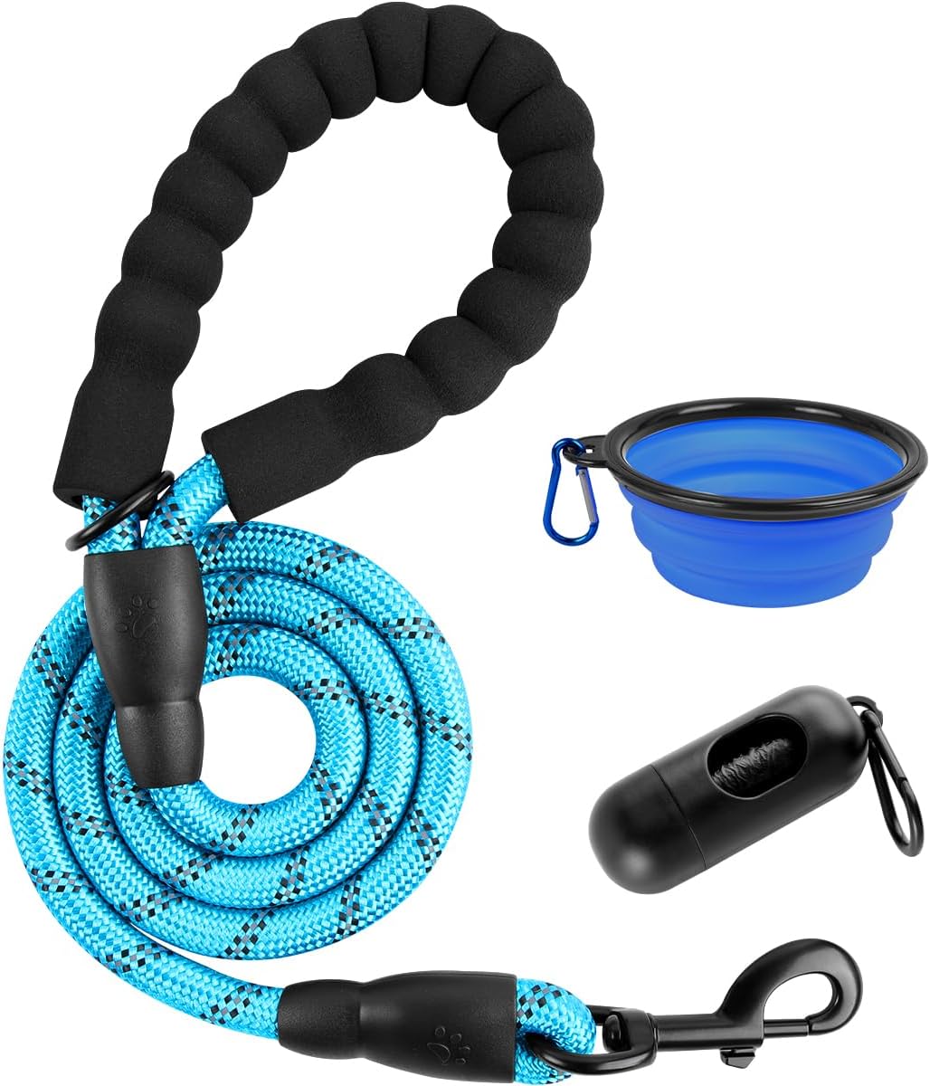 BARKBAY Dog Leashes for Large Dogs Heavy Duty Dog Leash 4/5/6 FT with Comfortable Padded Handle and Highly Reflective Threads for Medium Large Dogs Walking Training Running (4FT-1/2'',Blue)