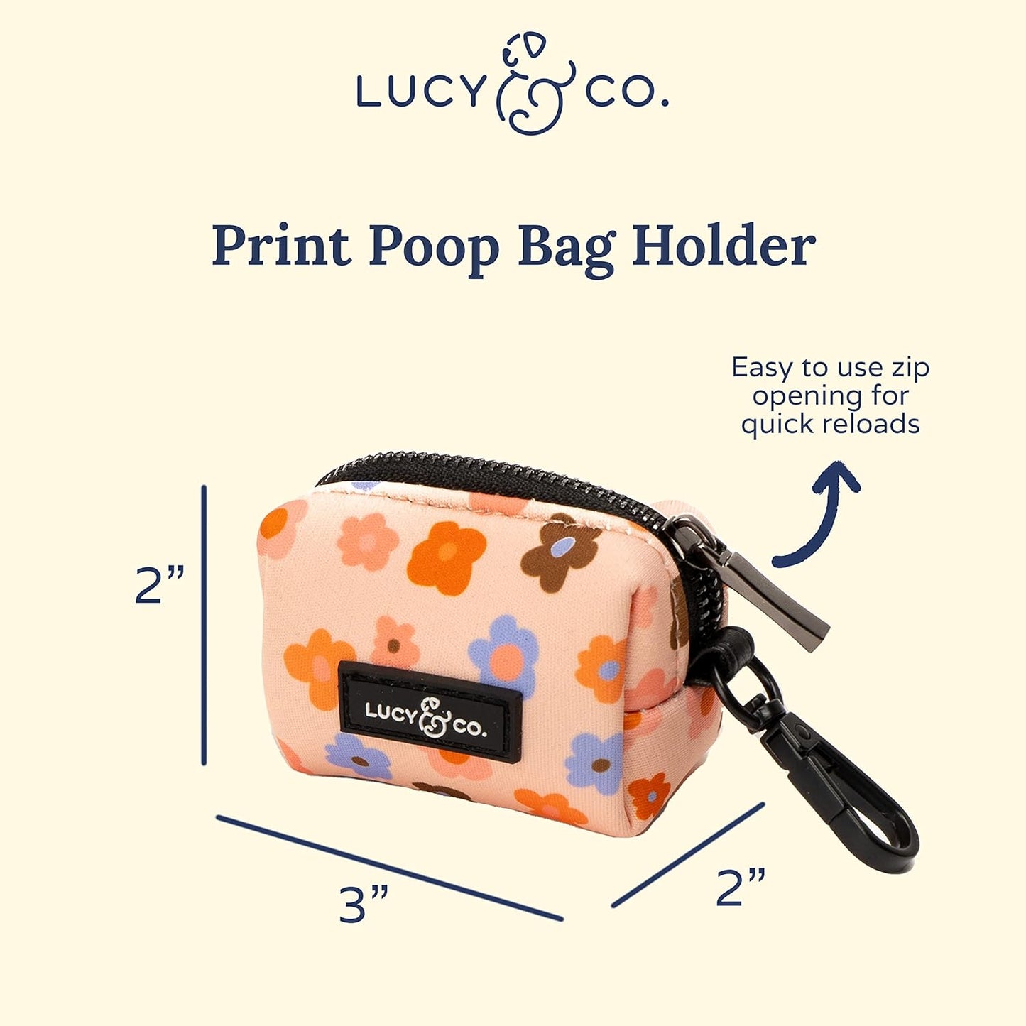 Lucy & Co. Let's Groove Everyday Dog Poop Bag - Leak Proof Dispenser - Hygienic Pet Poop Pickup - Purple Coral Floral