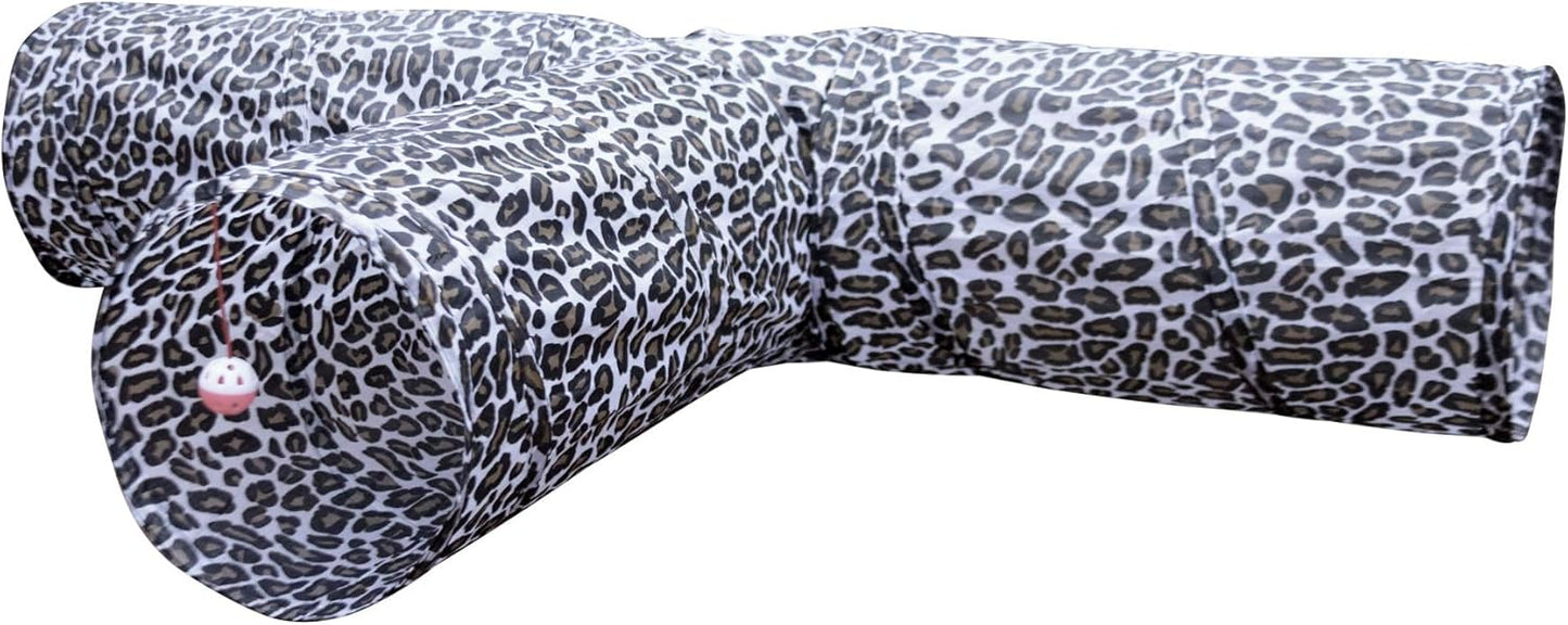 Feline Ruff 3 Way Cat Tunnel. Extra Large 12 Inch Diameter and Extra Long. A Big Collapsible Play Toy. Wide Pet Tunnel Tube for Rabbits, Kittens, Large Cats, and Dogs (Animal Print)