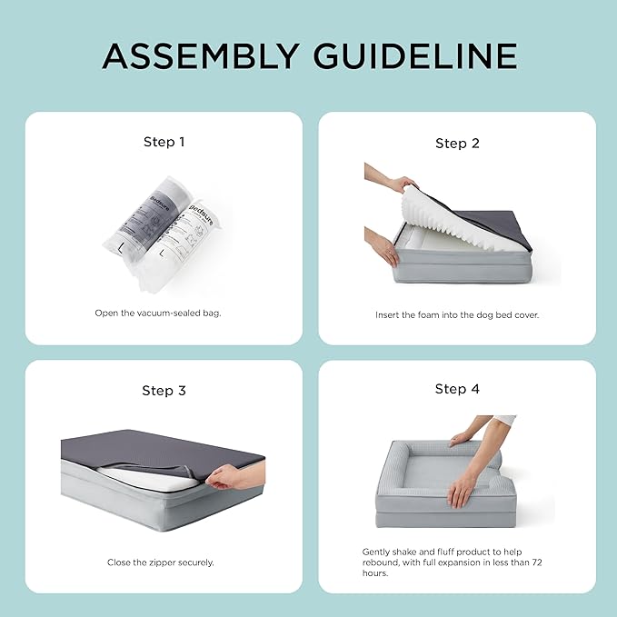 Bedsure XL Orthopedic Dog Bed for Extra Large Dogs - Washable XLarge Dog Cat Bed Waterproof, Comfort Dogs Couch Sofa with Washable Removable Cover, Pet Bed with Nonskid Bottom, Cooling Blue, 42"