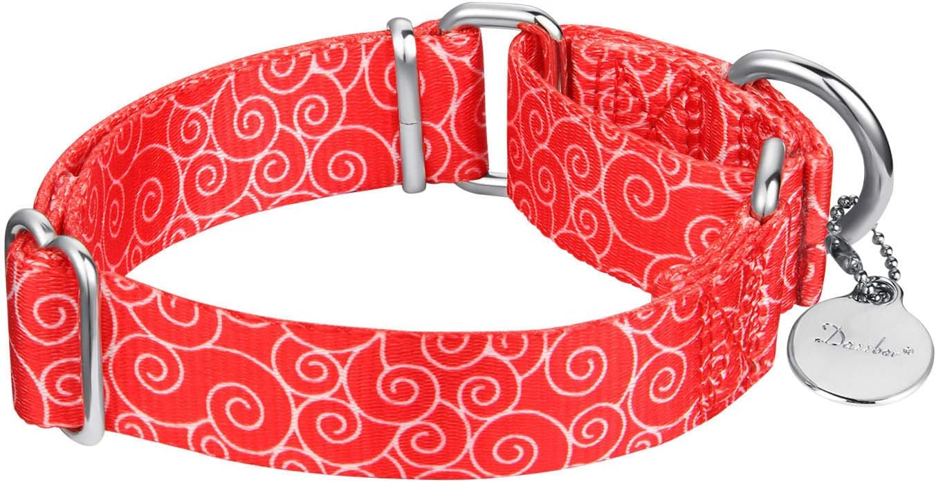 Martingale Collars for Dogs, No Pull Anti-Escape Pet Collar, Heavy Duty for Medium and Large Dogs, Adjustable 17 Inch to 25 Inch, Red, Auspicious Cloud