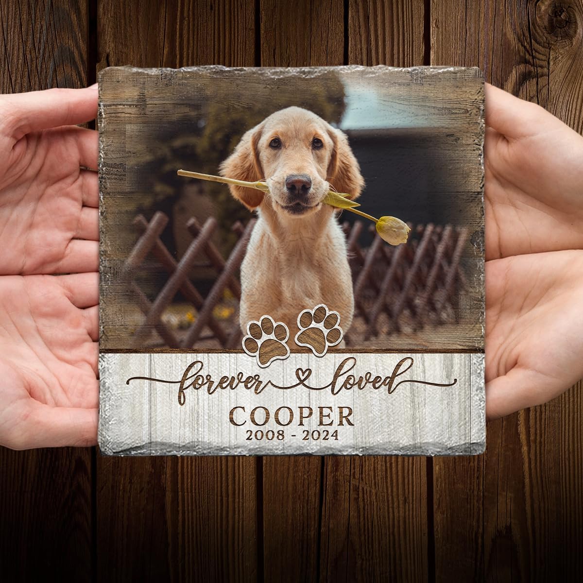 Personalized Pet Memorial Stones for Dogs - Bereavement Stepping Stone Gifts for Loss of Pet - Custom Square Headstone - Forever Loved Dog Grave Marker